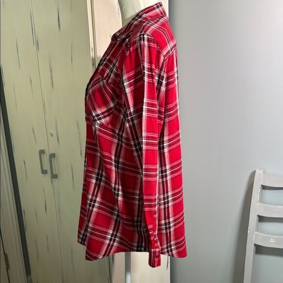 Cato Red, Black, silver sparkle thread and White Plaid collared Tunic - Picture 3 of 8